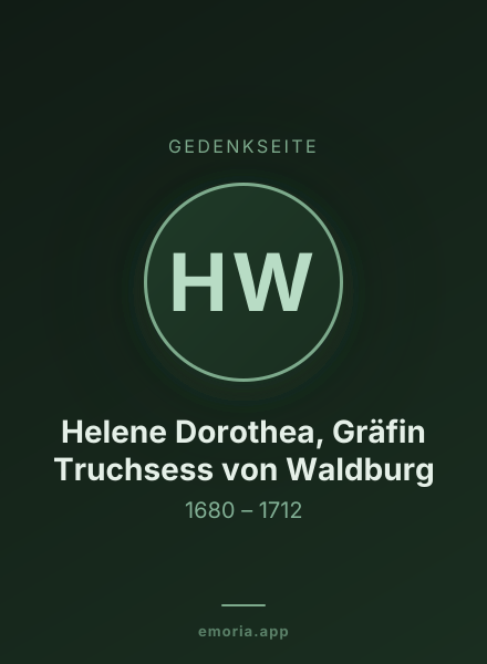 Gedenkportrait von Helene Dorothea, Gräfin Truchsess von Waldburg