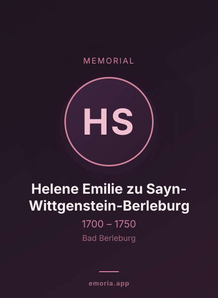 Memorial portrait of Helene Emilie zu Sayn-Wittgenstein-Berleburg