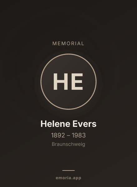 Memorial portrait of Helene Evers