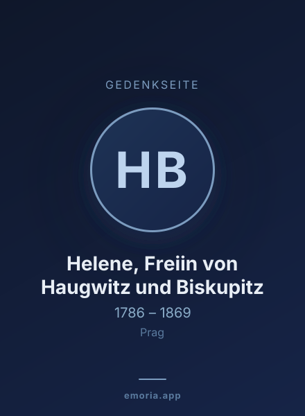 Gedenkportrait von Helene, Freiin von Haugwitz und Biskupitz