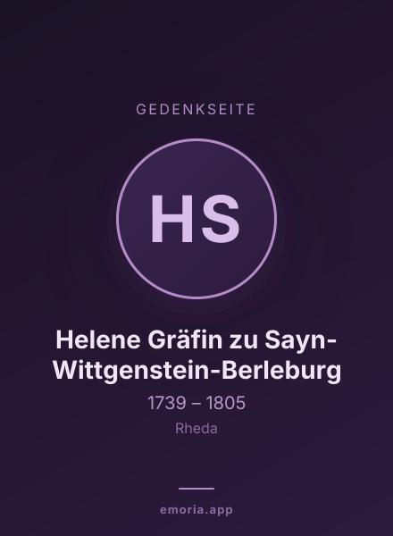 Gedenkportrait von Helene Gräfin zu Sayn-Wittgenstein-Berleburg
