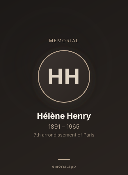 Memorial portrait of Hélène Henry