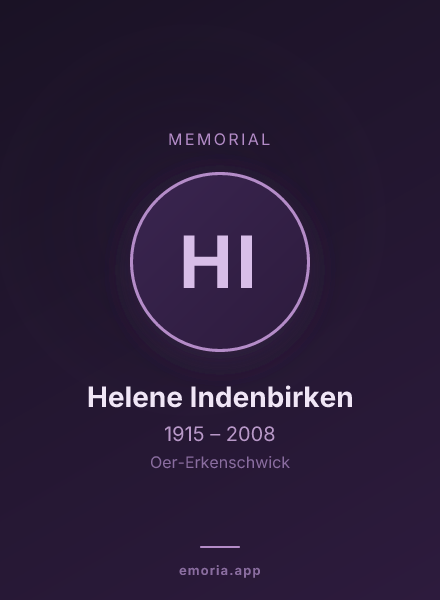 Memorial portrait of Helene Indenbirken