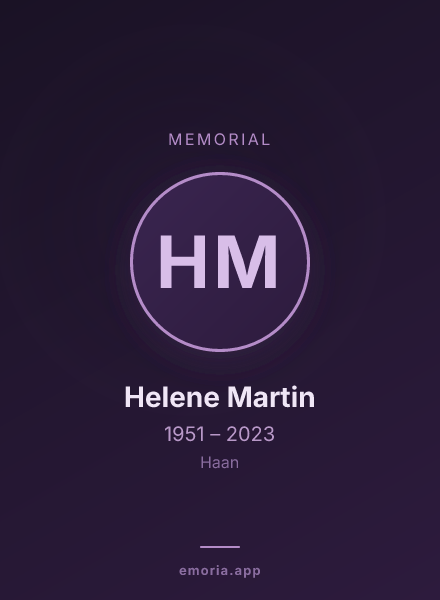 Memorial portrait of Helene Martin