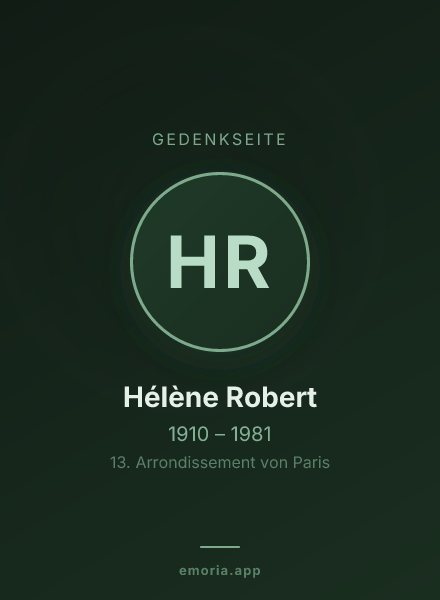 Gedenkportrait von Hélène Robert