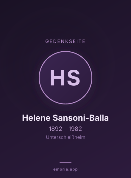 Gedenkportrait von Helene Sansoni-Balla