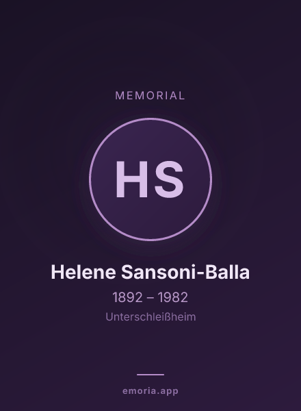 Memorial portrait of Helene Sansoni-Balla