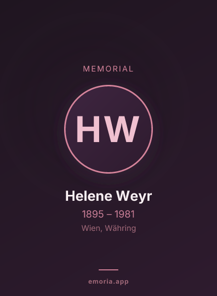 Memorial portrait of Helene Weyr