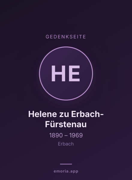 Gedenkportrait von Helene zu Erbach-Fürstenau