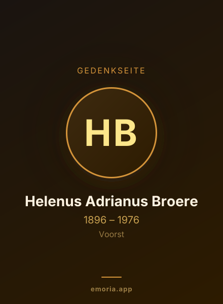 Gedenkportrait von Helenus Adrianus Broere