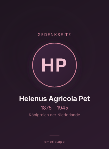 Gedenkportrait von Helenus Agricola Pet