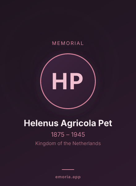 Memorial portrait of Helenus Agricola Pet