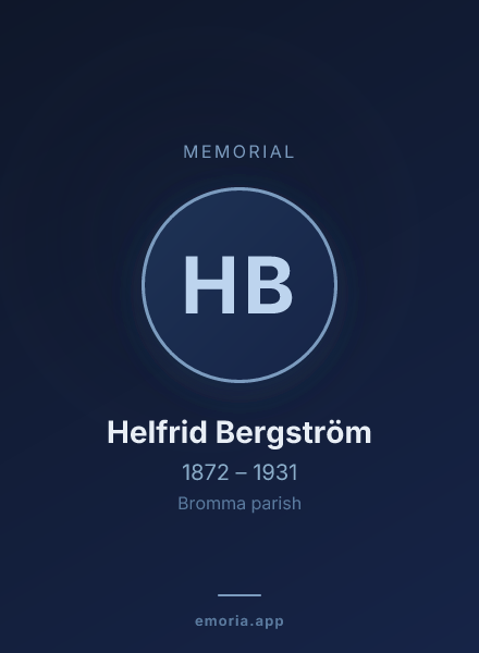 Memorial portrait of Helfrid Bergström