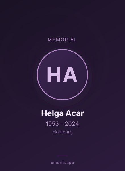 Memorial portrait of Helga Acar