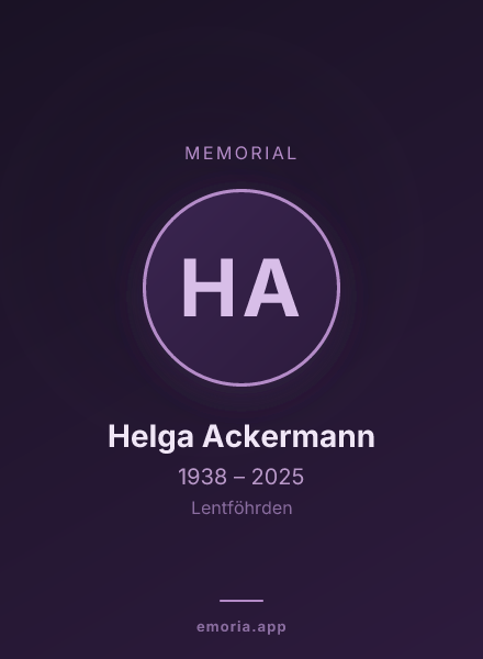 Memorial portrait of Helga Ackermann