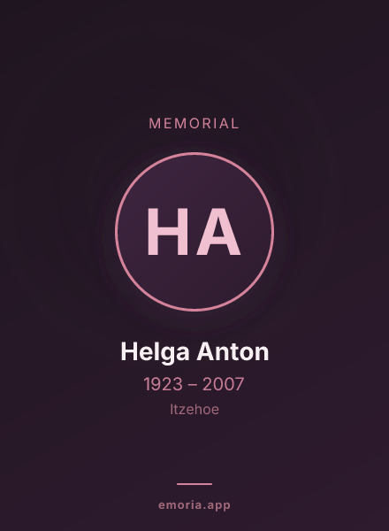 Memorial portrait of Helga Anton