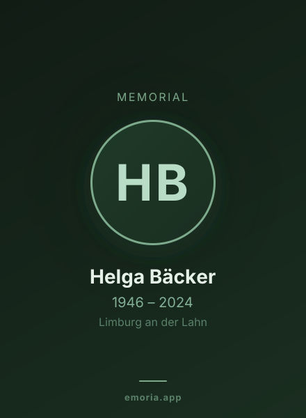 Memorial portrait of Helga Bäcker