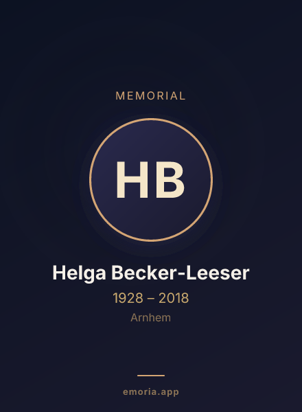 Memorial portrait of Helga Becker-Leeser