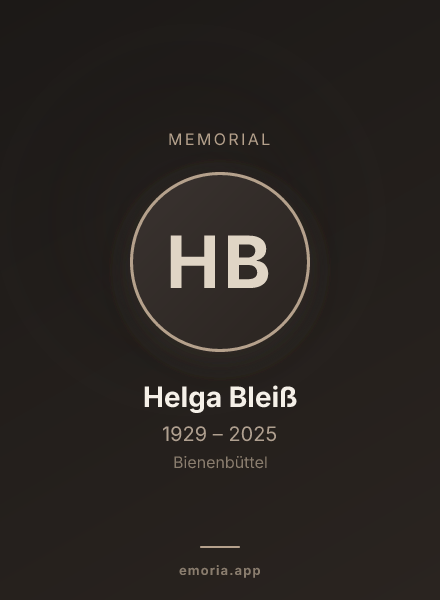Memorial portrait of Helga Bleiß