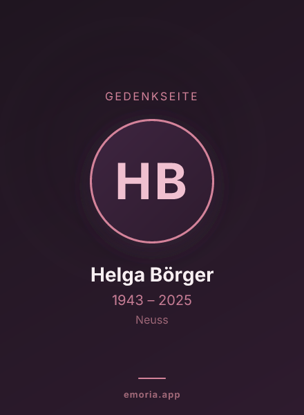 Gedenkportrait von Helga Börger