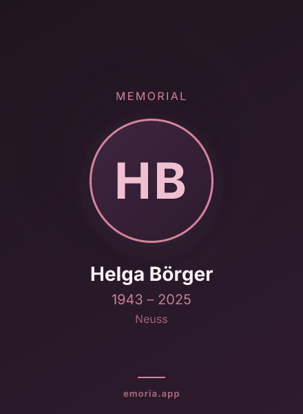 Memorial portrait of Helga Börger