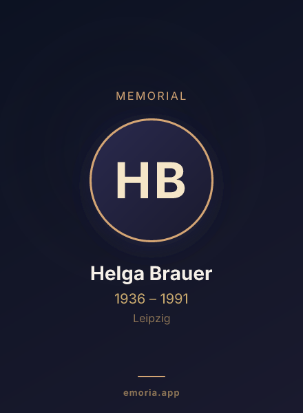 Memorial portrait of Helga Brauer