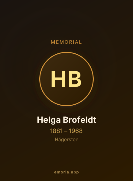 Memorial portrait of Helga Brofeldt