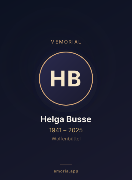 Memorial portrait of Helga Busse