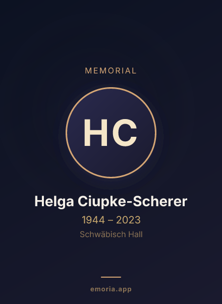 Memorial portrait of Helga Ciupke-Scherer