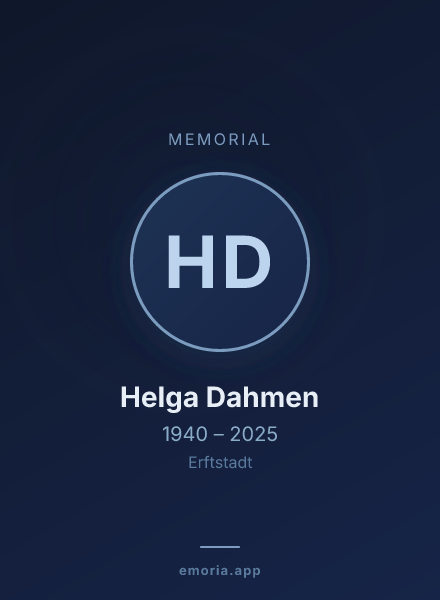 Memorial portrait of Helga Dahmen