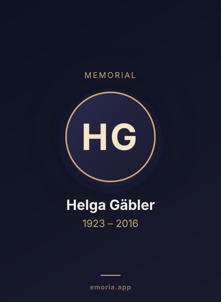 Memorial portrait of Helga Gäbler