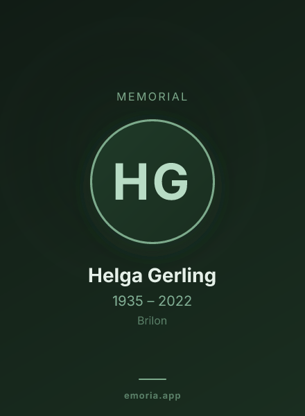 Memorial portrait of Helga Gerling