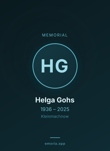Memorial portrait of Helga Gohs