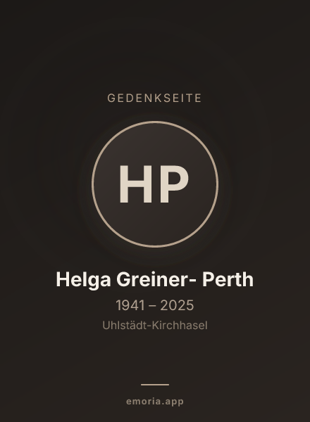 Gedenkportrait von Helga Greiner- Perth