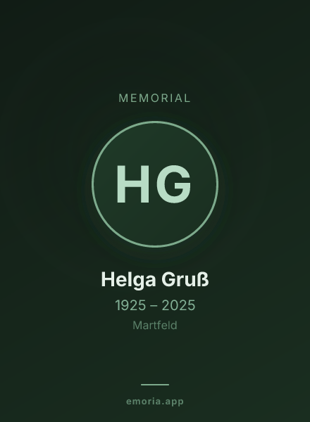 Memorial portrait of Helga Gruß