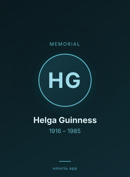 Memorial portrait of Helga Guinness