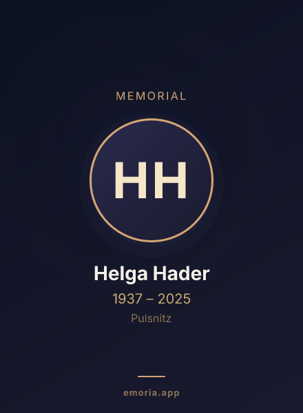 Memorial portrait of Helga Hader