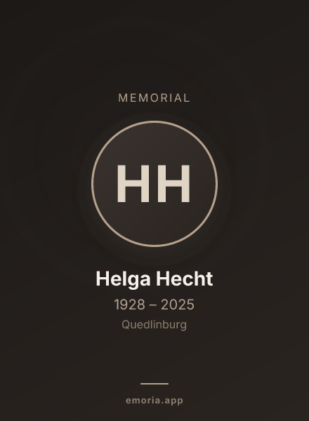 Memorial portrait of Helga Hecht