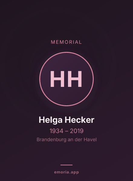 Memorial portrait of Helga Hecker
