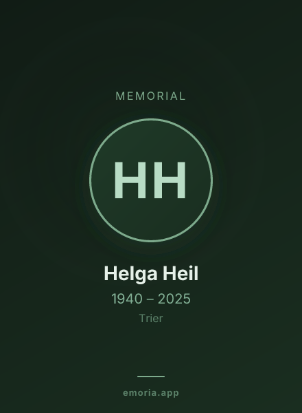 Memorial portrait of Helga Heil