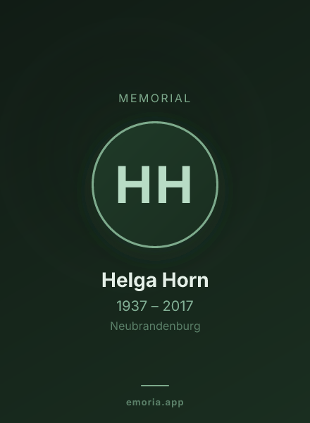 Memorial portrait of Helga Horn