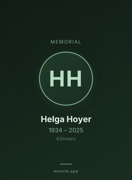Memorial portrait of Helga Hoyer