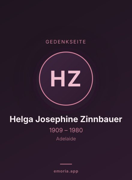 Gedenkportrait von Helga Josephine Zinnbauer