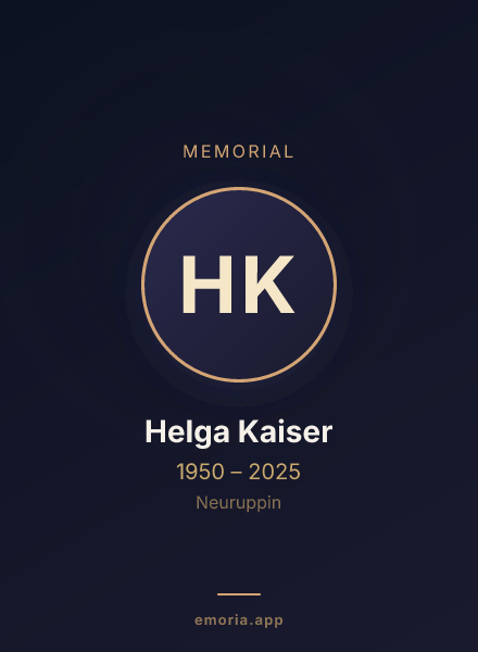 Memorial portrait of Helga Kaiser