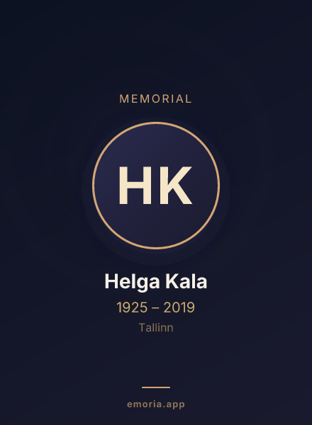Memorial portrait of Helga Kala