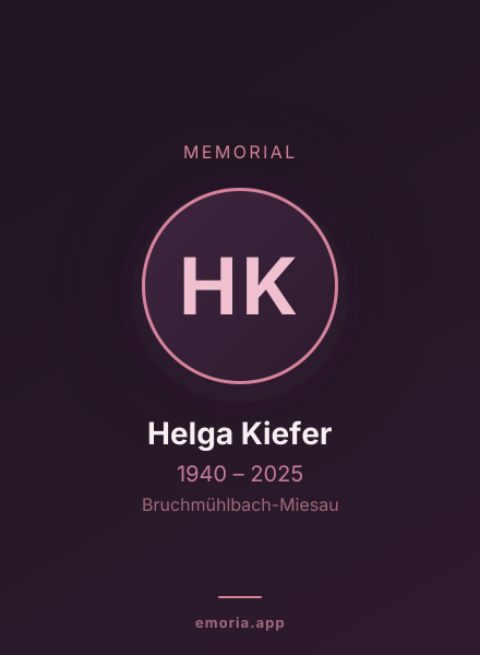 Memorial portrait of Helga Kiefer