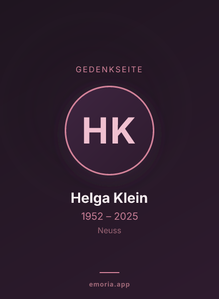 Gedenkportrait von Helga Klein