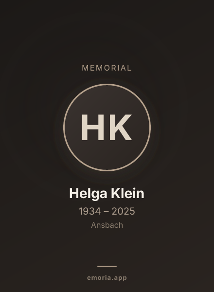 Memorial portrait of Helga Klein