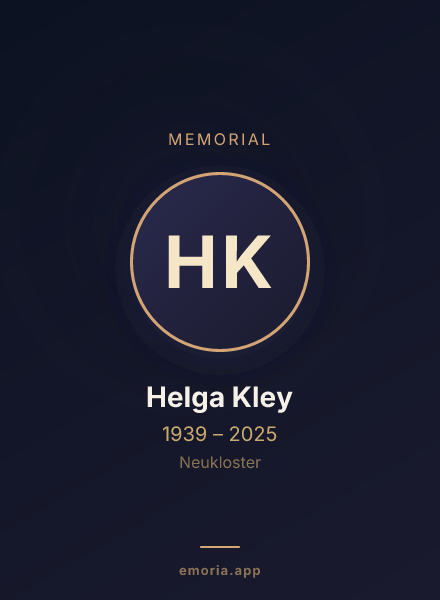 Memorial portrait of Helga Kley