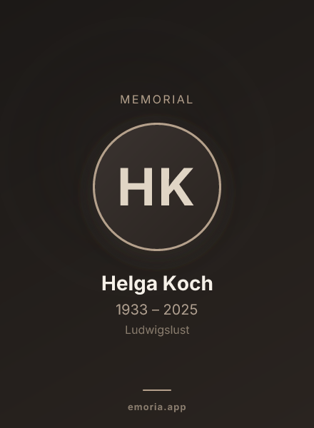 Memorial portrait of Helga Koch